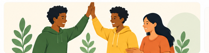 Two young people high-fiving outdoors